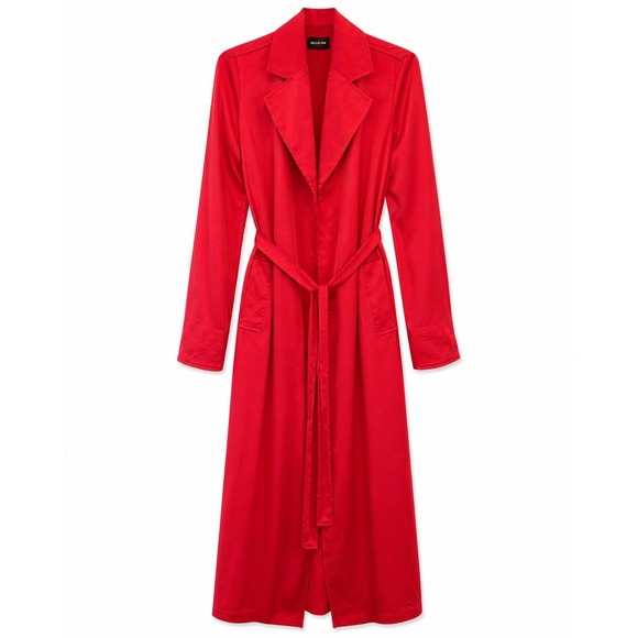 Gabrielle Union Jackets & Blazers - Gabrielle Union Red Duster Coat Long Belted Trench Jacket XS New 1816